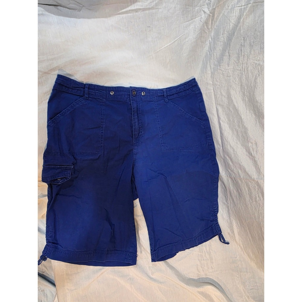 Khakis & Company Cargo Shorts Blue Bermuda Utility Side Ties 36x11 Size 14